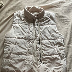 Sleeveless Quilted Puffer Vest in Cream - Women's Lightweight Insulated Vest